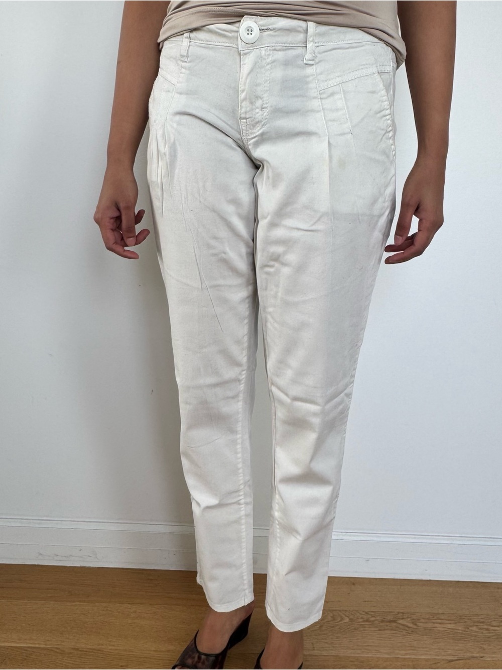 Women’s Off-White Straight-Leg Cotton Pants